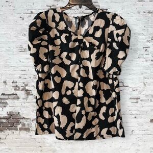 SHEIN Leopard Print Puff Sleeve Blouse
